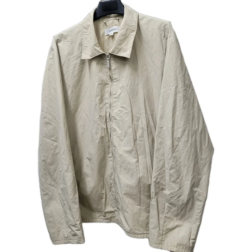 Calvin Klein Men's Beige Full-Zip Collared Long-Sleeves Jacket Size XXL